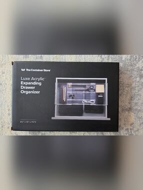 NIB-The Container Store Luxe Acrylic Expanding Drawer Organizer - Clear